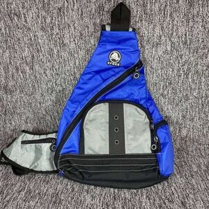 Vtg‎ Crocs Sling Backpack Bag Royal Blue Silver Single Strap Crossbody Travel